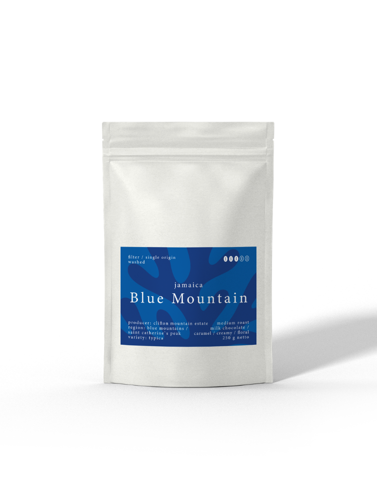 El Coral - Jamaica Blue Mountain, Spezialitätenkaffee der Caligo Kaffeerösterei Ahrensburg in weißer Tüte